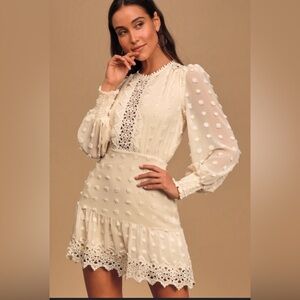 Lulus Love or Lust Cream Dress -size L